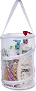 Handy Laundry Portable Shower Caddy – Foldable Mesh Organizer with Handle, Quick Dry, Large Compartments, Drainage Hole, Ideal for Dorm, College, Gym, Travel, Camp – White