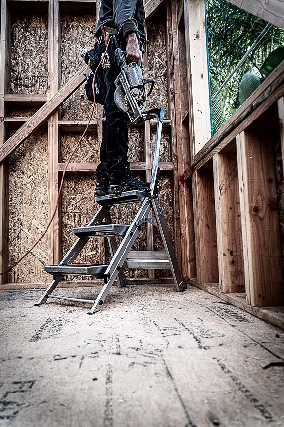 Little Giant Ladder Systems 10310BA Safety Step Stepladder with Handrail, 3-Step