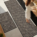 Kitchen Rugs Sets of 2-Non Slip Kitchen Mats for Floor-Thick Stain Resistant Vintage Kitchen Floor Mat Runner Carpet for Hallways Entryway Laundry Room Washable（Black 24"x79"+24"x35"）