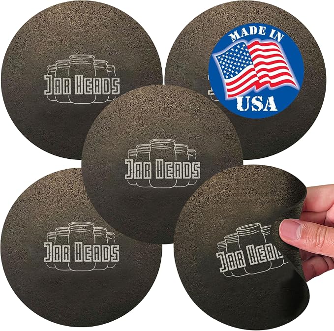 JAR HEADS Rubber Jar Opener Gripper Pad 5 Pack - Thick 5 Inch Grippers for Opening Jars Made in the USA - Jar Opener for Weak Hands & Seniors with Arthritis