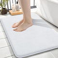 OLANLY Thick Memory Foam Small Bathroom Rugs 24x16, Extra Soft Absorbent Bathroom Mat, Quick Dry Bath Mat, Non-Slip, Machine Washable Carpet for Bathroom, Tub and Shower, Home Decor Accessories, White