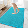 OLANLY Large Bathroom Rugs 59x35, Extra Soft Absorbent Chenille Bath Rugs, Rubber Backing Quick Dry, Machine Washable Bath Mats for Bathroom Floor, Tub and Shower, Home Decor Accessories, Aqua Sky