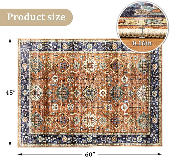 Office Chair Mat for Hardwood Floor, 60"x45" Easy Glide Computer Desk Mat Protector for Rolling Chair Under Desk Rug Nonslip Backing, Machine Wash, (Modern)