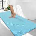 OLANLY Thick Bathroom Runner Rugs 44x24, Extra Soft Absorbent Chenille Bath Rugs, Rubber Backing, Machine Wash Dry, Long Bath Mats for Bathroom Floor, Tub and Shower, Home Decor Accessories, Sky Blue