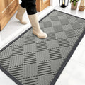 OLANLY Front Door Mat Outside Entrance 47x23, Absorbent, Heavy Duty Sturdy Natural Rubber Doormat Indoor Outdoor, Stain Fade Resistant, Non-Slip Low Profile Floor Mat for Entryway, Modern Gray Diamond