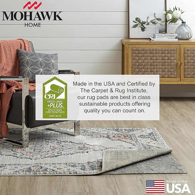 Mohawk Home Non Slip Rug Pad 8' x 10' - 1/4" Thick Felt + Latex Rubber Gripper - Dual Surface Cushion for Hardwood, Carpet, Tile Floors, Made in USA