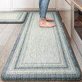 KIMODE Anti Fatigue Kitchen Mats 2PCS, Non-Slip Waterproof Kitchen Rugs, Cushioned Kitchen Mat for Floor, Comfort Standing Mat for Sink, Laundry, Office, Desk Blue and Grey 20"x47"+20"x32"