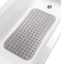 Medium Non-Slip Bathtub & Shower Mat 31x16 (Smooth/Non-Textured Tubs Only) Safe, Clean, Machine-Washable, Superior Grip&Drainage, Vinyl, Transparent Gray (Grey)