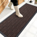 OLANLY Front Door Mat Outside Entrance 47x17, Absorbent, Heavy Duty Sturdy Natural Rubber Doormat Indoor Outdoor, Stain and Fade Resistant, Non-Slip Backing Low Profile Floor Mat for Entryway, Brown