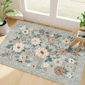 DUKINO 2x3 Rugs for Entryway, Floral Indoor Washable Door Mat, Non Slip Boho Small Rug for Kitchen, Soft Low Pile, Front Door Throw Rug for Entrance, Bedroom, Kitchen, Laundry, Bathroom, Sage Green