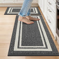 COSY HOMEER Kitchen Rugs Non-Slip 20x30/20x48 Inch Thick Polypropylene Standing Mat for Home Machine Washable, Black Frame