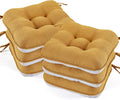 BETU Chair Cushions for Dining Chairs Set of 6,3.5" Thick Kitchen Table Chair Pads with Ties,Non Slip Backing and Covers, Seat Cushion for Dining Room,Bar,Patio Chairs,15.5"X15.5"X3.5",Yellow