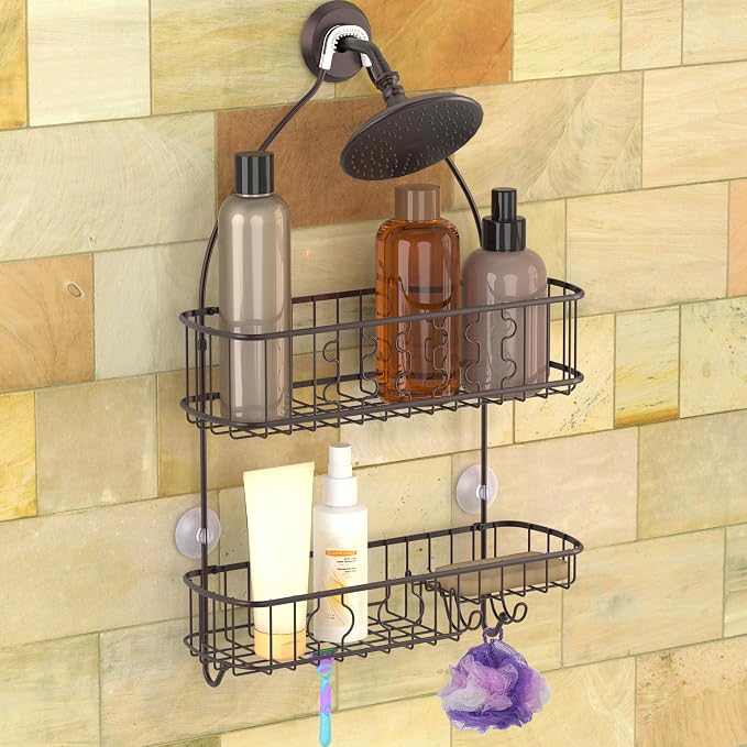 Simple Houseware Bathroom Hanging Shower Head Caddy Organizer, Bronze (26 x 16 x 5.5 inches)