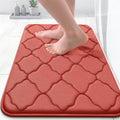 OLANLY Memory Foam Bath Mat Rug 24x16, Ultra Soft and Absorbent Bathroom Rugs, Non-Slip, Comfortable, Machine Washable Bath Carpet for Bathroom Floor, Tub, Shower and Home Decor Accessories, Coral