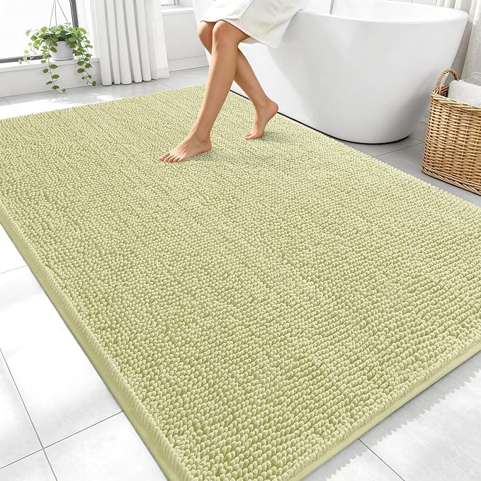OLANLY Large Bathroom Rugs 70x46, Extra Soft Absorbent Chenille Bath Rugs, Rubber Backing Quick Dry, Machine Washable Bath Mats for Bathroom Floor, Tub and Shower, Home Decor Accessories, Vanilla