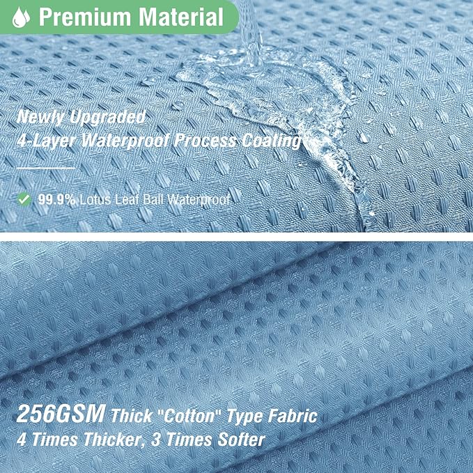 Dynamene Extra Wide Shower Curtain-108 Inch Wide Waffle Weave Weighted Thick Cloth Bathroom Shower Curtain, Neutral Heavy Duty Hotel Bath Curtain Set with 18 Plastic Hooks,108x72, Moonlight Blue