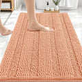 OLANLY Thick Bathroom Rugs 30x20, Extra Soft Absorbent Chenille Striped Bath Rugs, Rubber Backing, Machine Wash Dry, Bath Mats for Bathroom Floor, Tub and Shower, Home Decor Accessories, Peach