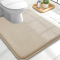 OLANLY Toilet Rugs U-Shaped 24x20, Extra Soft Absorbent Thick Memory Foam Contour Bathroom Rugs, Dry Quickly, Machine Washable, Non-Slip Toilet Bath Mat, Home Decor Accessories, Beige