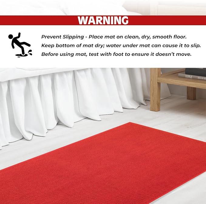 Cotton Paradise 100% Cotton Turkish Bathmat Rug, Soft Absorbent Quick Dry Non Slip, 20x34 Bathmat Rug, Red