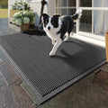 Front Door Mat 24''x36'', Drainage Heavy Duty Dirt Trapping Non-Slip Doormats, Outdoor Rubber Floor Mats, Restaurant Commercial Kitchen Industral Pool Entrance Bar Wet Area, Black