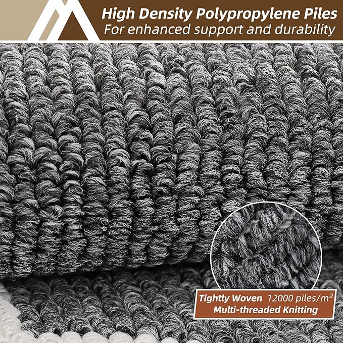COSY HOMEER Kitchen Rugs Non-Slip 20x30/20x48 Inch Thick Polypropylene Standing Mat for Home Machine Washable, Black Frame