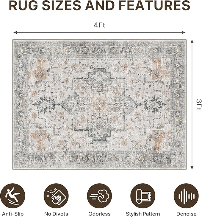 36"x48" Office Chair Mat for Hardwood Tile Floor, Under Desk Carpet Protector for Rolling Computer Chair Mat, Machine Washable Area Rug, Anti-Slip 1/5" Thick Low Pile Thin Vinyl Floor Mat, Taupe