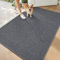 LUMI Ultra Thin Indoor Door Mat for Entrance 48"x72", Non Slip Entryway Mat, Low Profile Doormat, Unique Herringbone Design Carpet for Inside, Patio, Porch, Navy Gray