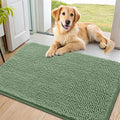 Smiry Dog Door Mat for Muddy Paws 36x24, Absorbent Dirt Trapper, Non-Slip Washable Chenille Entryway Rug for Inside Floor, Olive Green, Classic Solid