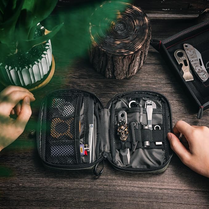 TACTICAL GEEK EDC Compact Waist Pocket Pouch, Men EDC Pouch Organizer, Multi-Purpose Molle Tool Pouch for Multitools, Utility Tool Organizer Bag for Daily Essentials Carry(Block E3.0-GY)