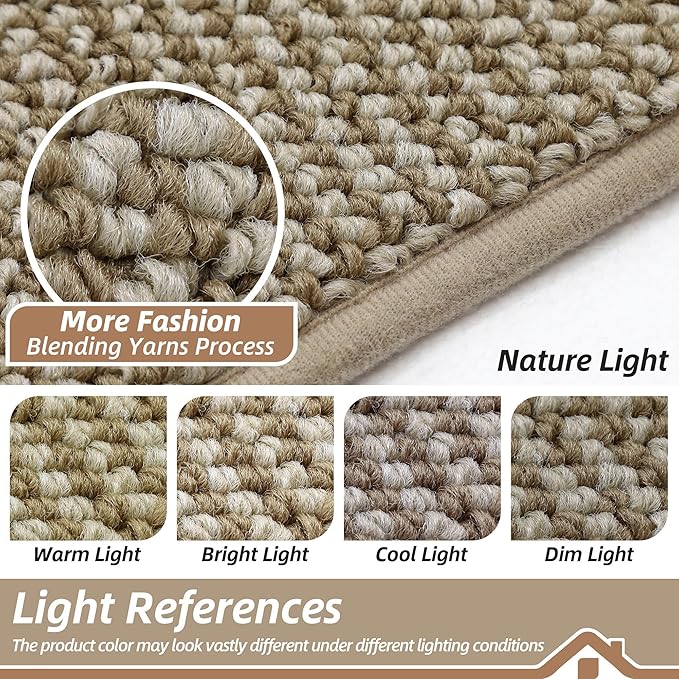BEQHAUSE Dirt Trapper Door Mat 20" x 32", Non-Slip Washable Doormats Entrance Mat, Dirt Resistant and Absorbent Welcome Mat, Low Profile Floor Mats for Front Back Door and Entryway, Light Beige