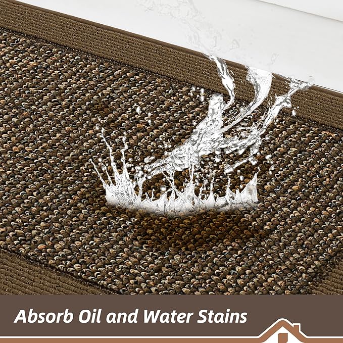 BEQHAUSE Kitchen Runner Rugs 24"x60", Kitchen Rugs Non-Slip Kitchen Mats for Floor, Absorbent and Stain Resistant Kitchen Mats, Machine Washable Rug for Kitchen, Hallway, Laundry & Sink, Brown