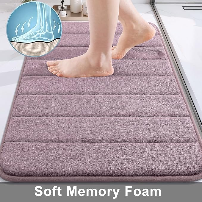 Buganda Memory Foam Bath Mat, 47" x 24", Ultra Soft and Non-Slip Bathroom Rugs, Water Absorbent and Machine Washable Bath Rug Runner for Bathroom, Shower, and Tub, Mauve