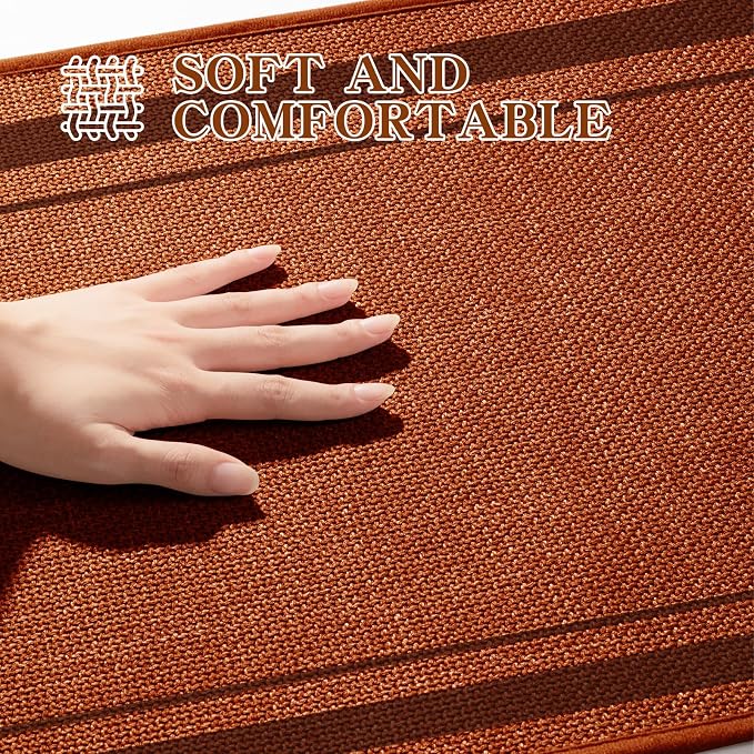chakme Bathroom Rugs Mat 32x17, Ultra Thin Non Slip Bath Mat Quick Dry Absorbent Bath Mat for Bathroom, (Orange, 32"x17")