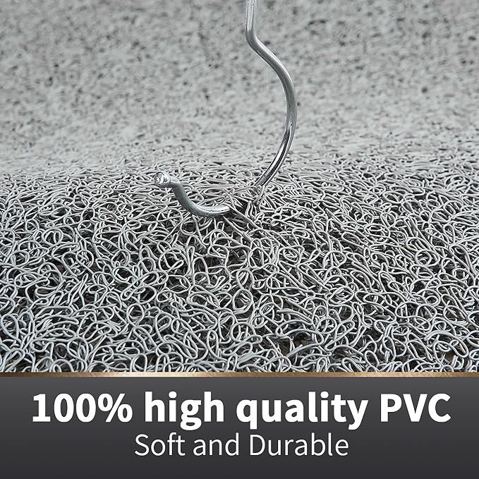 Asvin Soft Textured Bath, Shower, Tub Mat, 24x16 Inch Rectangular, Phthalate Free, Non Slip Comfort Bathtub Mats with Drain, PVC Loofah Bathroom Mat for Wet Areas, Quick Drying, Grey