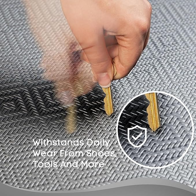 Ophanie Kitchen Mats for Floor, 3/4 inch Thick, 17x24 Anti Fatigue Cushioned Mat, Kitchen Rugs, Waterproof, Comfort Ergonomic Standing Mat for Office, Home, Sink, Grey Non-Slip Ridged Bottom