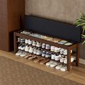 Homleke Shoe Rack Bench with Flip-Top Storage, Solid Wood Entryway Bench with Cushion, Adjustable Shelf, for Hallway, Mudroom, Closet – Walnut, 47.2"