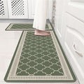 Sage Green Vintage Moroccan Grid Elegance Kitchen Rug Sets [2 PCs], Anti-Fatigue, Waterproof Non-Slip Kitchen Mats Heavy Duty Comfort Foam Rug for Kitchen, Floor, Laundry,17"x29"+17"x47"