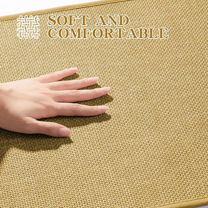 chakme Bathroom Rugs Mat 59x25, Ultra Thin Non Slip Bath Mat Large Quick Dry Absorbent Bath Mat for Bathroom Floor, (Yellow, 59"x25")