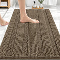 OLANLY Thick Bathroom Rugs 30x20, Extra Soft Absorbent Chenille Striped Bath Rugs, Rubber Backing, Machine Wash Dry, Bath Mats for Bathroom Floor, Tub and Shower, Home Decor Accessories, Tan