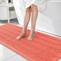 OLANLY Thick Bathroom Runner Rugs 70x24, Absorbent Chenille Striped Bath Rugs, Rubber Backing, Machine Wash Dry, Extra Long Bath Mats for Bathroom Floor, Tub and Shower, Home Decor Accessories, Coral