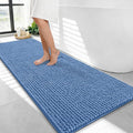 OLANLY Thick Bathroom Runner Rugs 47x24, Extra Soft Absorbent Chenille Bath Rugs, Rubber Backing, Machine Wash, Long Bath Mats for Bathroom, Tub and Shower, Home Decor Accessories, Cornflower Blue