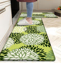 Kitchen Mats Set of 2 Cushioned Anti Fatigue Kitchen Rugs Non Slip Waterproof Kitchen Runner Memory Foam Floor Mat Comfort Standing Mat for Sink,Office,Laundry, Green
