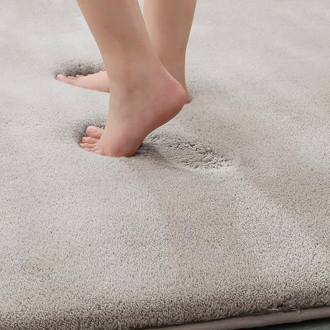 MINIDEAR Bathroom Rugs 47x20 Tan - Thick Memory Foam Bath Mat, Ultra Soft & Plush Fluffy, Non-Slip, Quick Dry, Absorbent Washable Floor Microfiber Mat for Tub, Home Decor Accessories