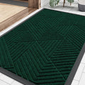 Smiry Front Door Mat Outside Entrance, Heavy Duty Sturdy Natural Rubber Doormat, Trap Dirt and Moisture, Easy Clean Low Profile Welcome Floor Mats for Indoor Outdoor Entry, 35X23 Inch, Deep Green