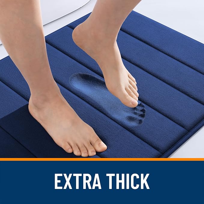 OLANLY Memory Foam Bath Mat 40x24, Super Soft Absorbent Bathroom Rugs, Quick Dry, Machine Washable Shower Floor Rugs, Bathmat Carpet, Bathroom Home Decor Accessories, Twilight Sapphire
