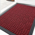 OLANLY Front Door Mat Outside Entrance 33x21, Absorbent, Heavy Duty Sturdy Natural Rubber Doormat Indoor Outdoor, Non-Slip, Stain and Fade Resistant, Low Profile Floor Mat for Entryway, Black Red