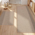 YIHOUSE Thin Bath Mat Khaki Bathroom Rugs Sets 2 Pieces, Non Slip Absorbent Mats Quick Dry, Woven Rugs Washable, Tapetes para Baño for Bathroom Toliet,Bathtub(17"x24"+17"x47")