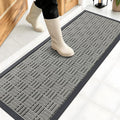 OLANLY Front Door Mat Outside Entrance 47x17, Absorbent, Heavy Duty Sturdy Natural Rubber Doormat Indoor Outdoor, Non-Slip, Stain and Fade Resistant, Low Profile Floor Mat for Entryway, Modern Gray
