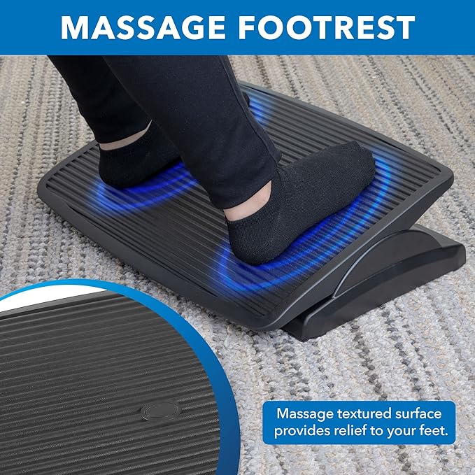 Mount-It! Under Desk Footrest, Adjustable Foot Rest Under Desk with 3 Tilt Positions, Large Non Slip Office Foot Rest with Massaging Surface, Ergonomic Foot Stool Under Desk for Home or Office