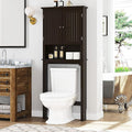 UTEX Above The Toilet Storage Cabinet, Over Toilet Bathroom Organizer with Adjustable Shelves and Double Doors, Espresso